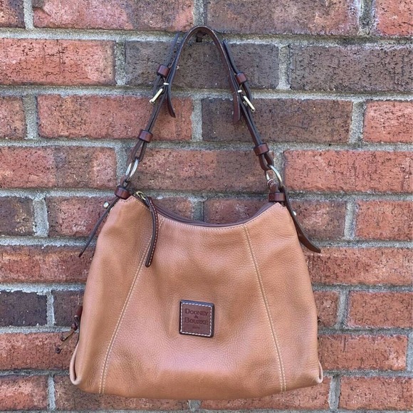 Dooney & Bourke Handbags - Dooney & Bourke Womens Hobo Shoulder Bag Brown Pocket Adjustable Strap Zipper M